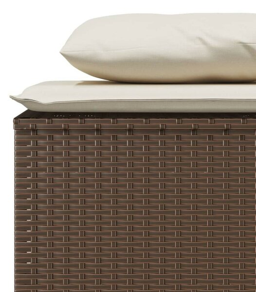 3 részes barna polyrattan kerti étkezőgarnitúra párnával