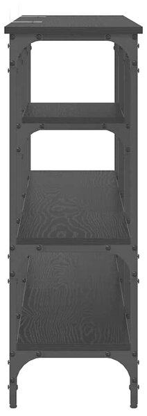 Konzolasztal polcokkal Musta tammi 160 x 29 x 80 cm Faanyag