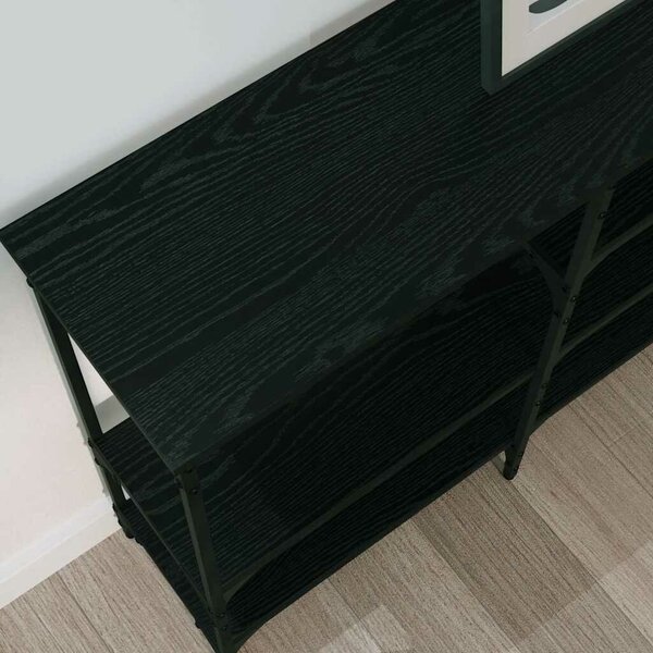 Konzolasztal polcokkal Musta tammi 160 x 29 x 80 cm Faanyag