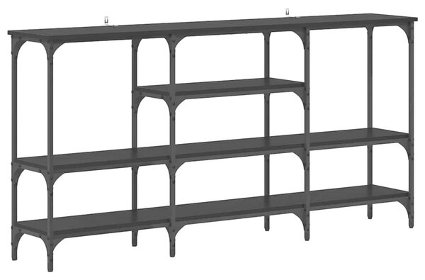 Konzolasztal polcokkal Musta tammi 160 x 29 x 80 cm Faanyag