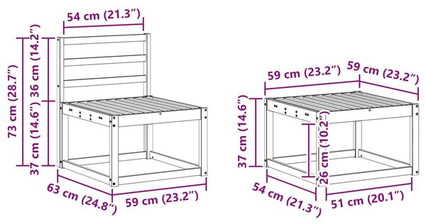 VidaXL Kültéri kanapé szett 9 pcs Fehér 59 x 59 x 37 cm Tömör Akácfa