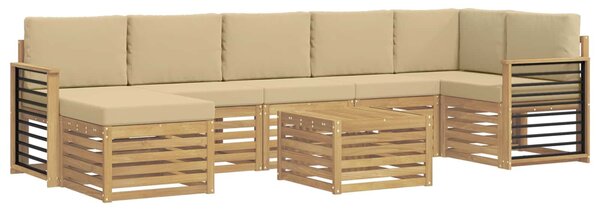 VidaXL Kültéri kanapé szett 8 pcs Fehér és Bézs 59 x 59 x 37 cm