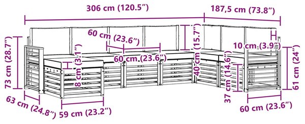 VidaXL Kültéri kanapé szett 8 pcs Fehér és Krém színű