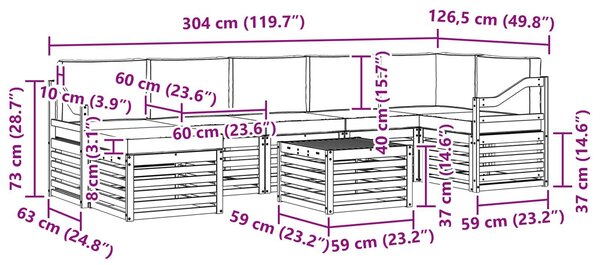 VidaXL Kültéri kanapé szett 8 pcs Fehér és Antracitszürke