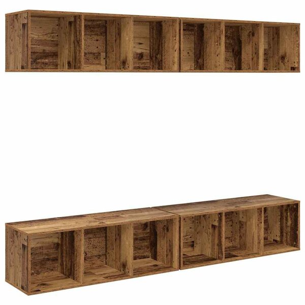 Fali TV Szekrény 4 pcs Régi fa 37 x 37 x 107.5 cm Műanyag Fa