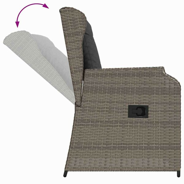 Kerti pad párnával 2 pcs Szürke Poli rattan