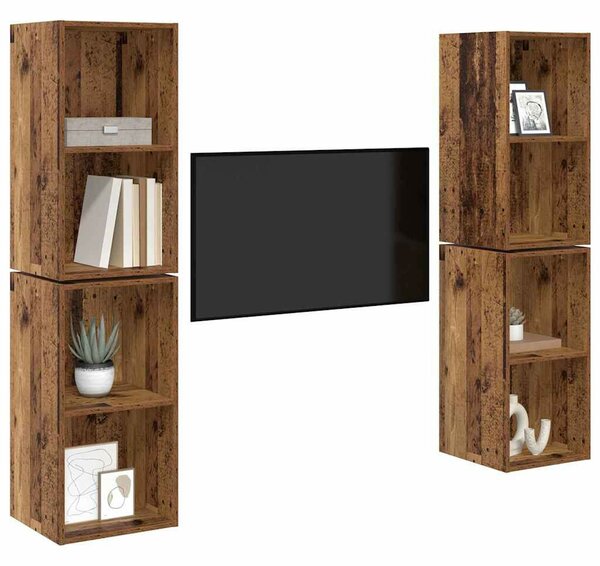 Fali TV Szekrény 4 pcs Régi fa 37 x 37 x 72 cm Faanyag