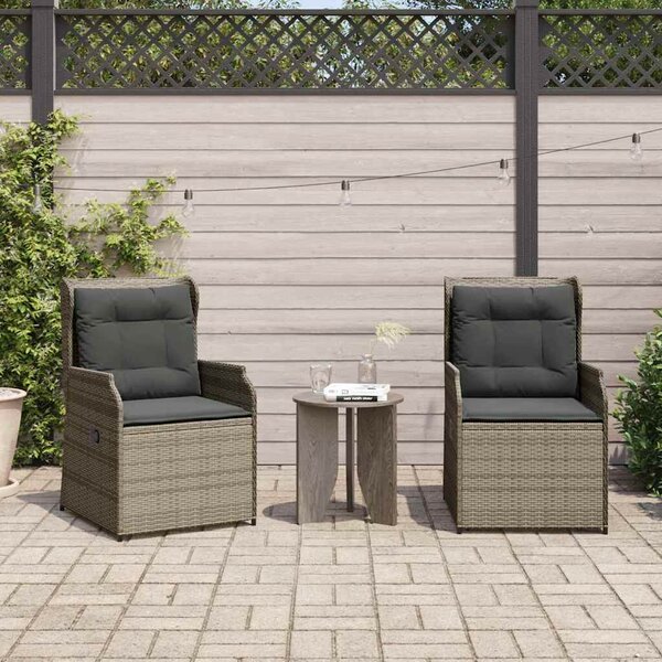 Kerti pad párnával 2 pcs Szürke Poli rattan
