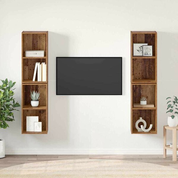 Fali TV Szekrény 4 pcs Régi fa 37 x 37 x 72 cm Faanyag