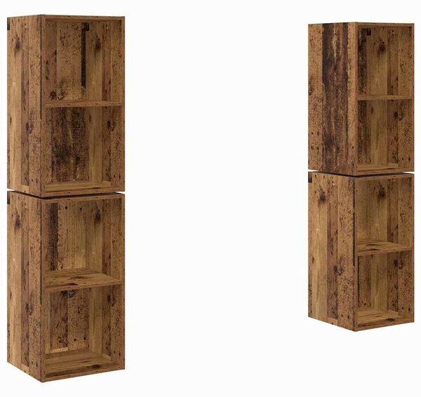 Fali TV Szekrény 4 pcs Régi fa 37 x 37 x 72 cm Faanyag