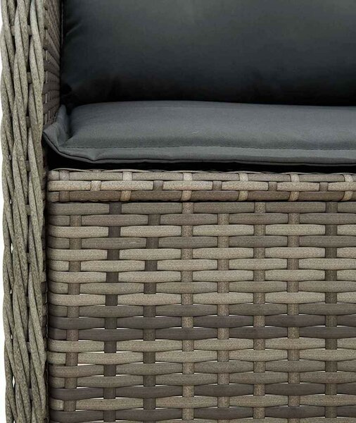 Kerti pad párnával 2 pcs Szürke Poli rattan