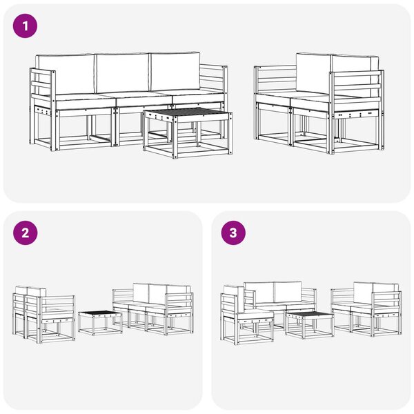 Kültéri kanapé szett párnával 6 pcs Természetes és antracit