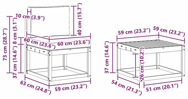 Kültéri kanapé szett párnával 8 pcs Természetes és krémszínű