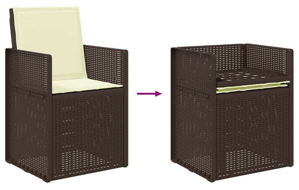 Kert étkező szett párnával 5 pcs Barna és Krém színű PP