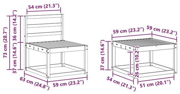 VidaXL Kültéri kanapé szett 8 pcs Fehér 59 x 59 x 37 cm Tömör Akácfa