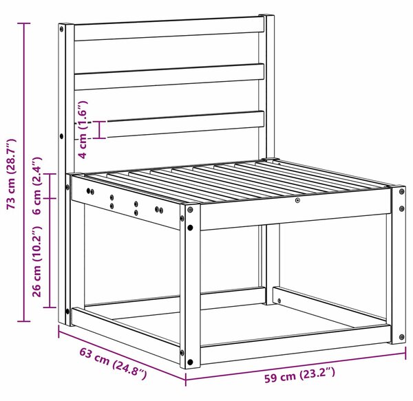 VidaXL Kültéri kanapé szett 3 pcs Fehér 189,5 x 63 x 73 cm