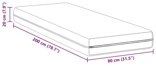 Matrac Fehér 80 x 200 cm Zsebmátrac