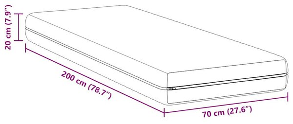 Matrac Fehér 70 x 200 cm Zsebmátrac