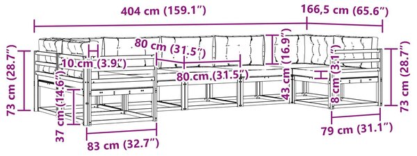 VidaXL Kültéri kanapé szett párnával 7 pcs Fehér és Világosszürke