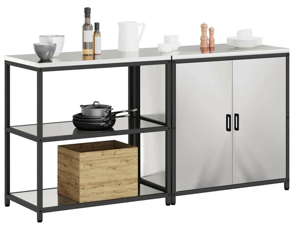 Konyhai Tároló Készlet polcokkal 2 pcs Ezüst 180 x 50 x 92 cm