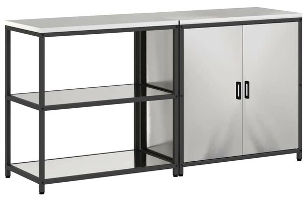Konyhai Tároló Készlet polcokkal 2 pcs Ezüst 180 x 50 x 92 cm