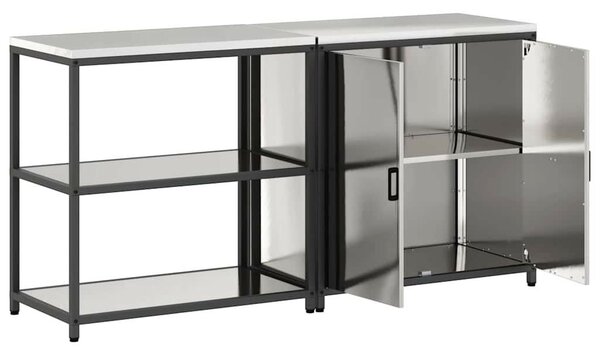 Konyhai Tároló Készlet polcokkal 2 pcs Ezüst 180 x 50 x 92 cm