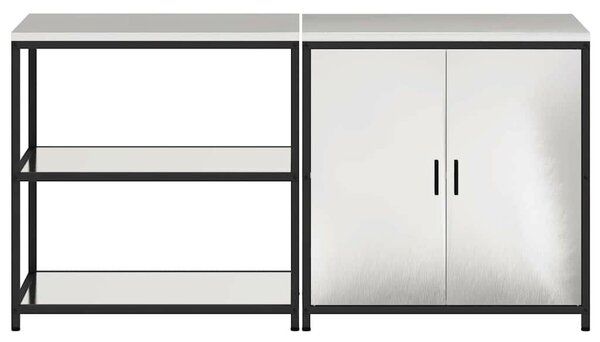 Konyhai Tároló Készlet polcokkal 2 pcs Ezüst 180 x 50 x 92 cm