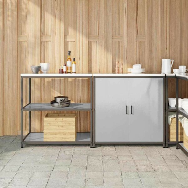 Konyhai Tároló Készlet polcokkal 2 pcs Ezüst 180 x 50 x 92 cm