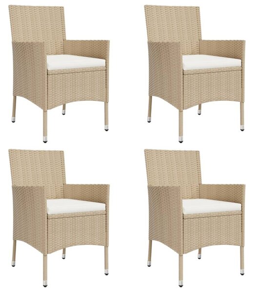 VidaXL 5 részes bézs polyrattan kerti étkezőgarnitúra párnákkal