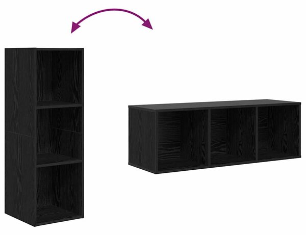 TV Szekrény Szett 3 pcs Musta tammi 37 x 37 x 107 cm Faanyag