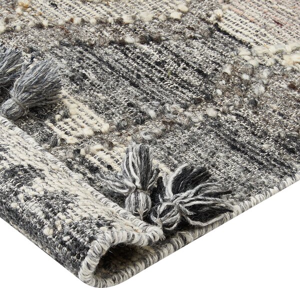 Szőnyeg ARATASHEN Szürke 200 x 300 cm Gyapjú Kilim