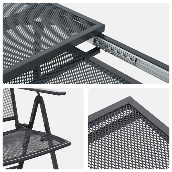VidaXL Kert étkező szett 9 pcs Antracitszürke 212 x 90 x 76 cm