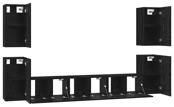 TV szekrény garnitúra 7 pcs Musta tammi 60 x 30 x 30 cm Faanyag
