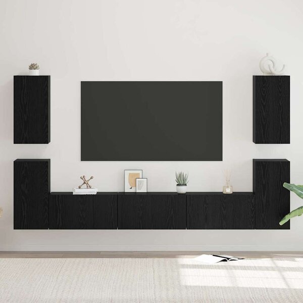 TV szekrény garnitúra 7 pcs Musta tammi 60 x 30 x 30 cm Faanyag