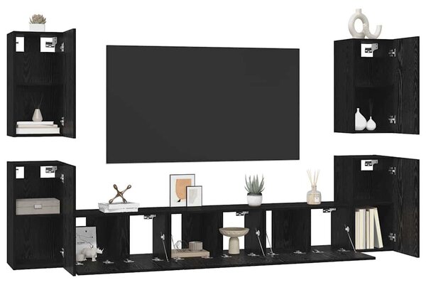 TV szekrény garnitúra 7 pcs Musta tammi 60 x 30 x 30 cm Faanyag