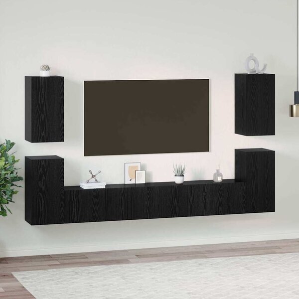 TV szekrény garnitúra 7 pcs Musta tammi 60 x 30 x 30 cm Faanyag