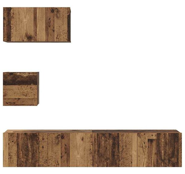 Fali TV Szekrény 4 pcs Régi fa 80 x 30 x 30.5 cm Faanyag