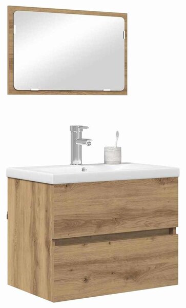 Fürdőszoba bútor szett 3 pcs kézműves tölgy 60 x 38.5 x 45 cm
