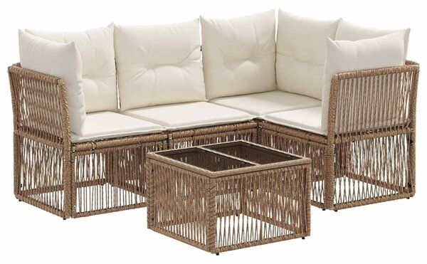 VidaXL Kerti Kanapé Szett 5 pcs Bézs polirattan