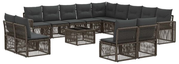 VidaXL Kerti Kanapé Szett 14 pcs Szürke és sötétszürke polirattan