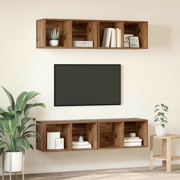 Fali TV Szekrény 4 pcs Öreg fa 37 x 37 x 72 cm Faanyag