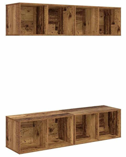 Fali TV Szekrény 4 pcs Öreg fa 37 x 37 x 72 cm Faanyag