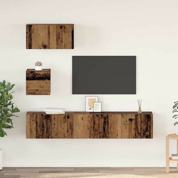 Fali TV Szekrény 4 pcs Régi fa 80 x 30 x 30.5 cm Faanyag