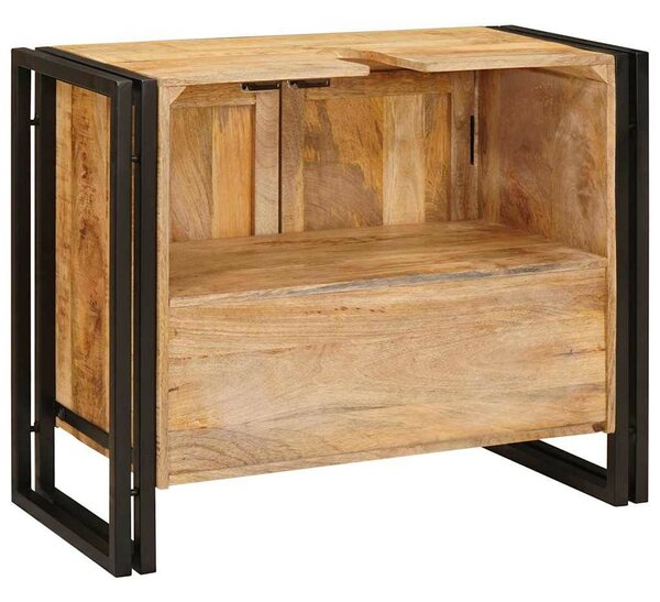 Fürdőszobai mosdószekrény 71 x 33 x 58 cm Tömör mangófa és vas