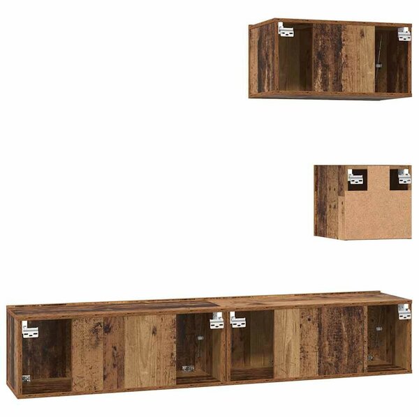 Fali TV Szekrény 4 pcs Régi fa 80 x 30 x 30.5 cm Faanyag