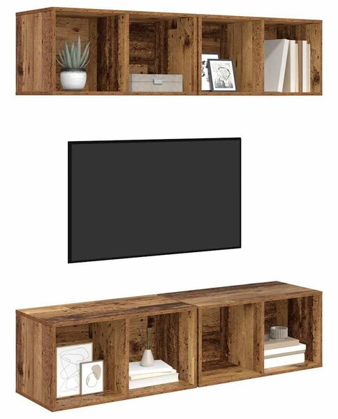Fali TV Szekrény 4 pcs Öreg fa 37 x 37 x 72 cm Faanyag