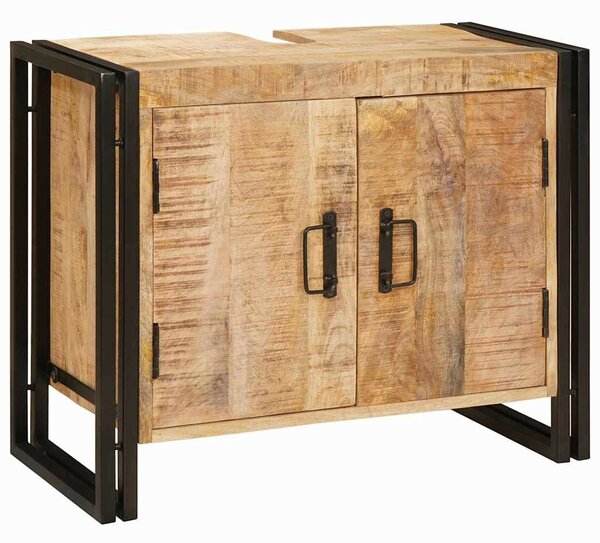Fürdőszobai mosdószekrény 71 x 33 x 58 cm Tömör mangófa és vas