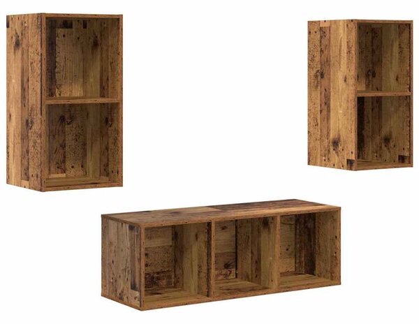 TV Szekrény Szett 3 pcs Régi fa 37 x 37 x 107 cm Faanyag