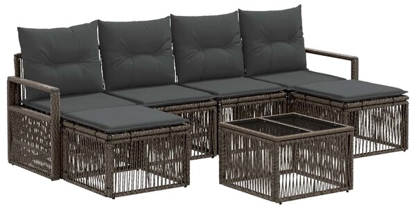 VidaXL Kerti Kanapé Szett 7 pcs Szürke polirattan