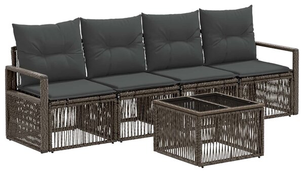 VidaXL Kerti Kanapé Szett 5 pcs Szürke polirattan